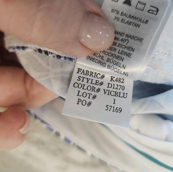 Dalia Collection Women’s Blue Geometric Print Capri Size 8 Cotton Blend - Picture 6 of 9